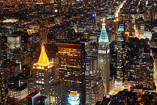 纽约,历史,摩天大楼,城市,夜晚