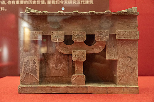 四川绵阳三台县博物馆藏文物汉代东汉彩绘红陶房