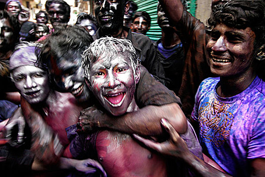 节日,彩色,流行,印度教,春节,上方,两个,白天,局部,二月,古老,起点,成功,坏,达卡,孟加拉,2008年