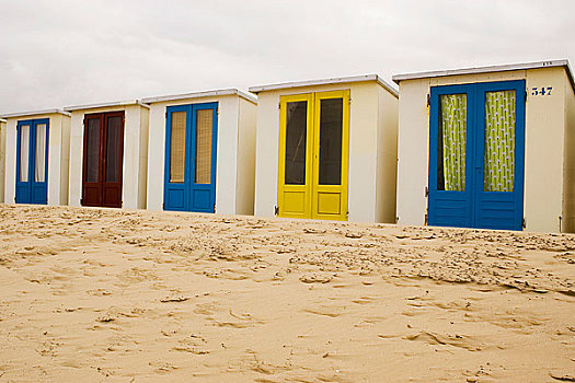 海滩小屋,沙滩,排列
