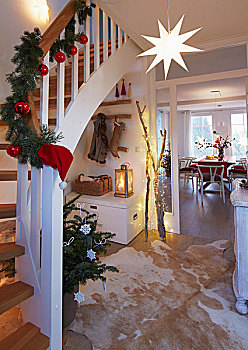 走廊,装饰,圣诞节,栏杆,风景,餐厅