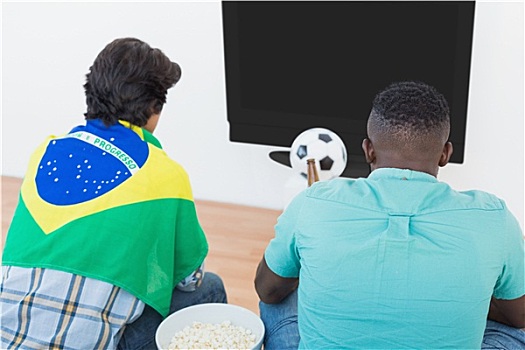 巴西人,足球,球迷,看电视