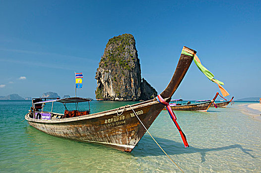 船,海滩,甲米,泰国,亚洲