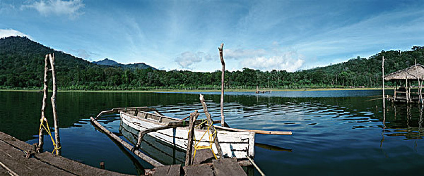 印度尼西亚,船,湖,全景
