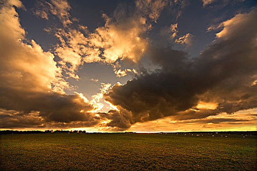 日落,云,北约克郡,英格兰