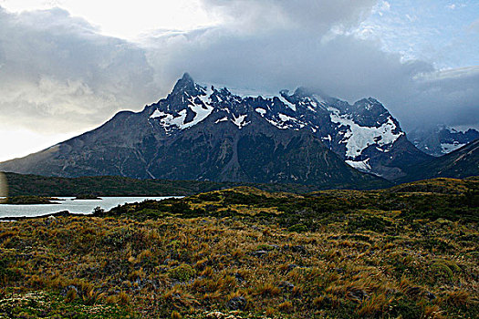 云,上方,山脉,托雷德裴恩国家公园,巴塔哥尼亚,智利