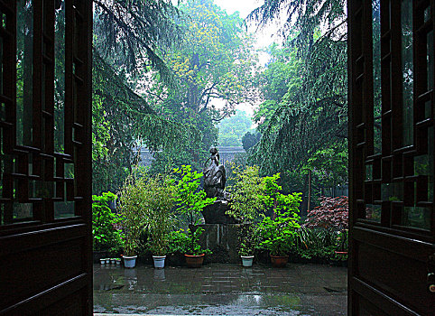 四川,成都,杜甫草堂,雨天