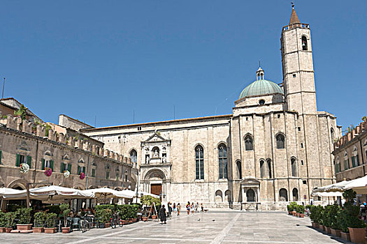 教堂,风景,广场,阿斯克里皮钦诺,意大利,欧洲