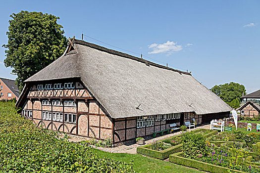 半木结构房屋,户外,博物馆,汉堡市,德国,欧洲