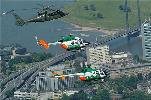 德国,警察,飞,直升飞机,上面,欧洲直升机公司,欧盟,中间,仰视