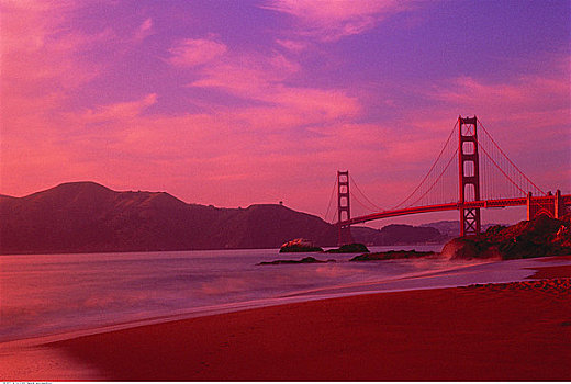 金门大桥,日落,旧金山,加利福尼亚,美国