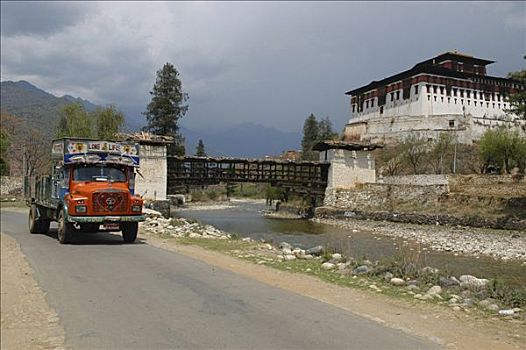 卡车,正面,帕罗宗,不丹