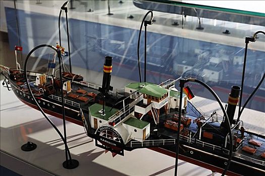 模型,历史,桨轮船,展示,博物馆,德国,北莱茵威斯特伐利亚