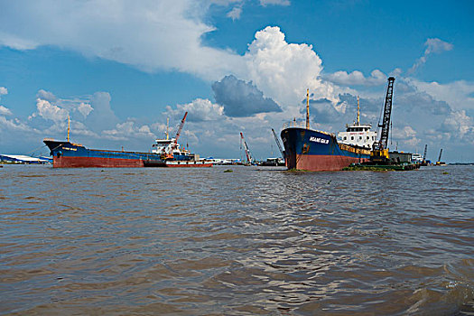 货船,湄公河三角洲,芹苴,越南,亚洲