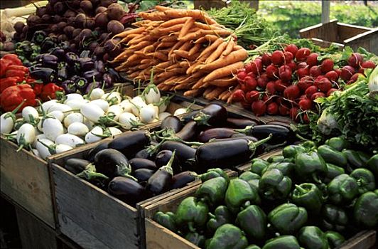 彩色,蔬菜,货摊,农贸市场