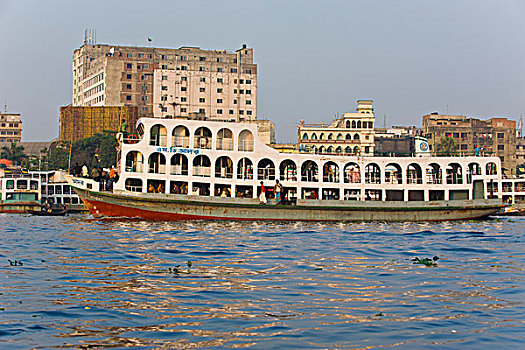 巨大,渡轮,港口,达卡,孟加拉,亚洲