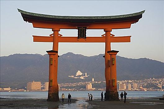 鸟居,水,宫岛,本州,日本