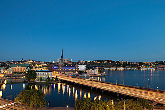 道路,穿过,水,斯德哥尔摩,瑞典