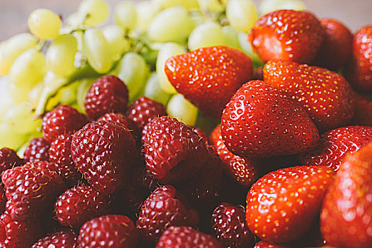 特写,草莓,树莓,葡萄,聚焦