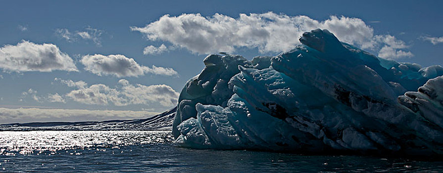 大,蓝色,冰,排列,海岸,北极圈,海洋,斯匹次卑尔根岛,斯瓦尔巴特群岛,挪威