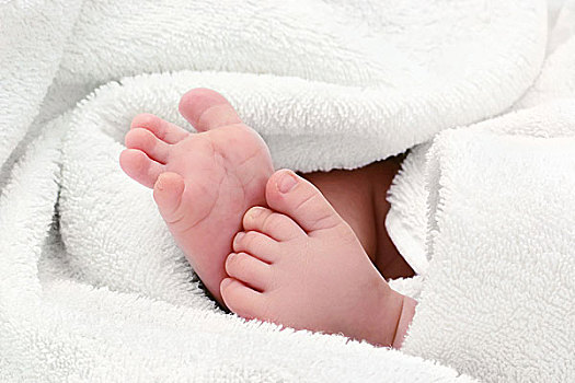 婴儿,脚,白人,浴巾
