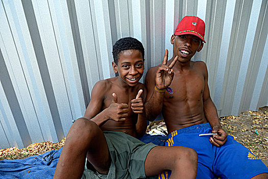 街道,孩子,两个男孩,中心,里约热内卢,里约热内卢州,巴西,南美