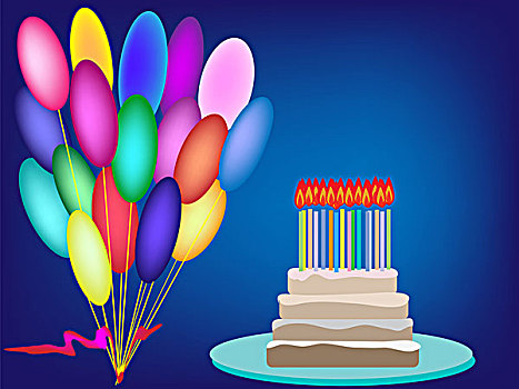 蛋糕,生日蜡烛,奶油,矢量,背景,生日,气球