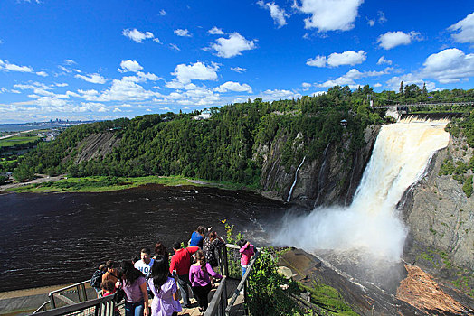 旅游,注视,瀑布,魁北克,加拿大,北美
