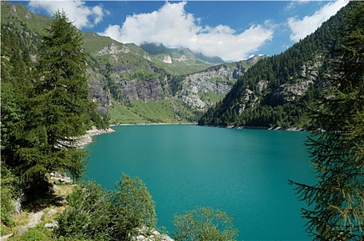 全景,高山,湖