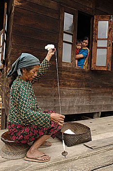 60岁,线,新鲜,传统,工具,乡村,靠近,城镇,下巴,缅甸