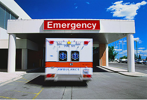 救护车,进入,医院