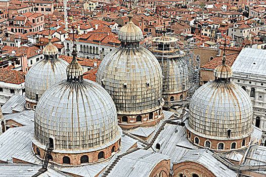 大教堂,圆顶,风景,钟楼,塔,威尼斯,威尼托,区域,意大利,欧洲