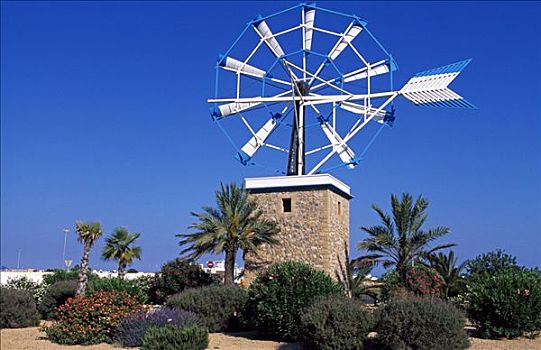风车,伊比沙岛,巴利阿里群岛,西班牙