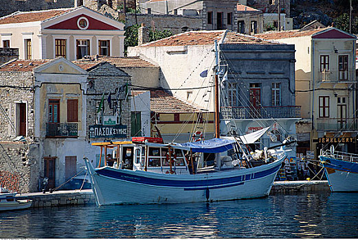 船,水岸,岛屿,希腊