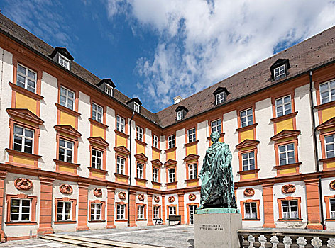 雕塑,马克西米利安二世,院落,老,城堡,历史,中心,上弗兰科尼亚,弗兰克尼亚,巴伐利亚,德国,欧洲