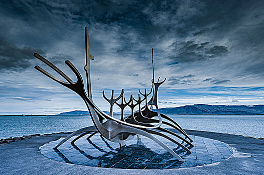 冰岛,雷克雅未克,雕塑,维京,船