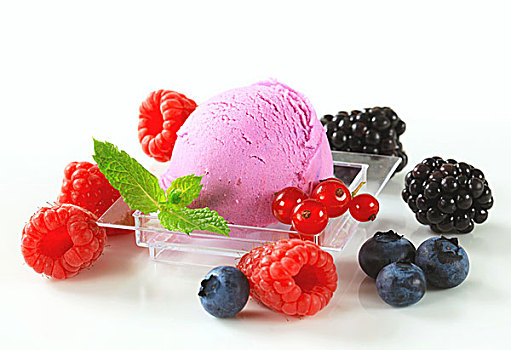 水果冰淇淋,新鲜,混合,浆果