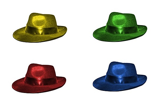 四个,彩色,帽子