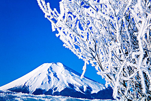 模糊,冰,山,富士山