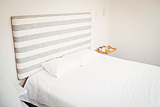空,床,白色,羽绒被,遮盖,鲜明,卧室