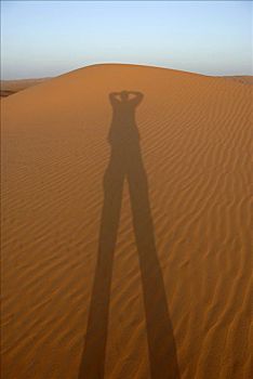 人,影子,长腿,沙子,利比亚