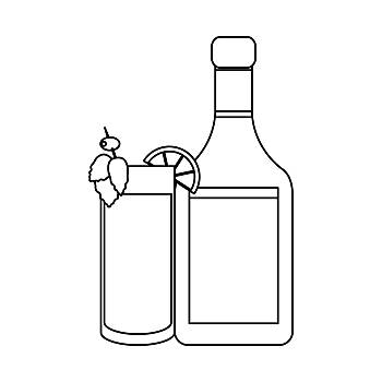 威士忌酒,瓶子,鸡尾酒,饮料,上方,白色背景,矢量,插画