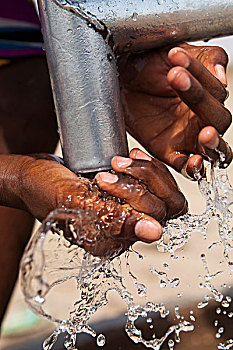 布基纳法索,靠近,瓦加杜古,孩子,洗,水