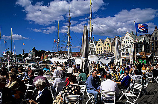 挪威,卑尔根,街头餐厅