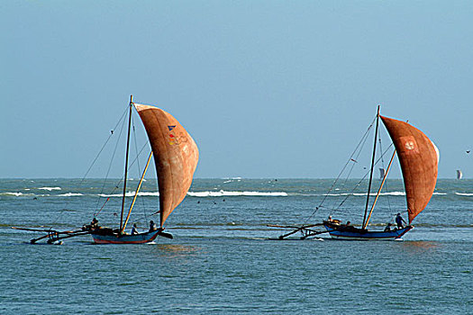 渔船,陆地,夜晚,深海,捕鱼,斯里兰卡,七月,2005年