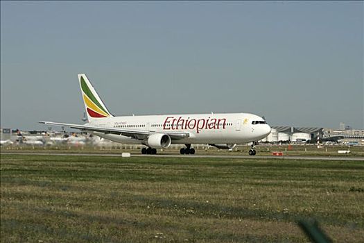 埃塞俄比亚,航线,波音767,开始,法兰克福,机场,黑森州,德国,欧洲