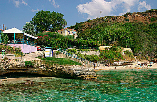 海滩,凯法利尼亚岛,希腊