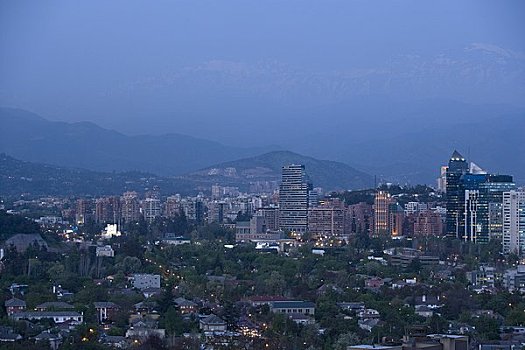 俯视,圣地亚哥,智利,夜晚