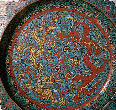 中国,明代,瓷釉,盘子,设计,龙,16世纪,艺术家,未知