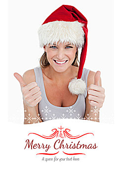 女人,头像,竖大拇指,圣诞节,帽子
